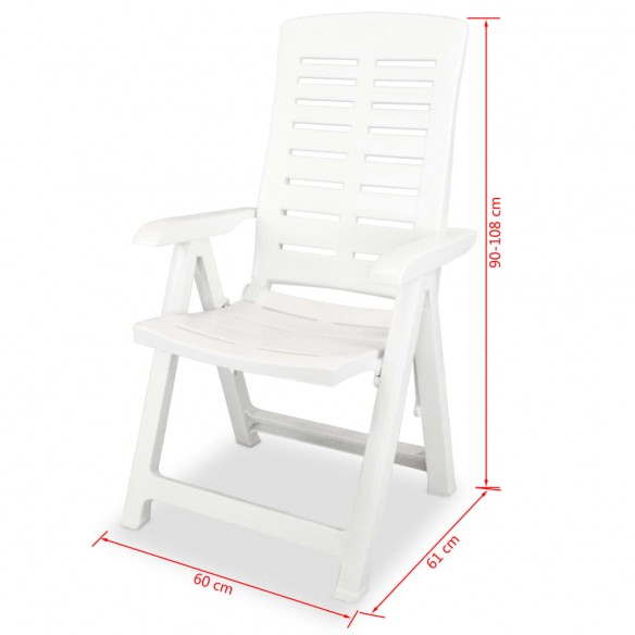 Chaises inclinables de jardin 6 pcs Plastique Blanc