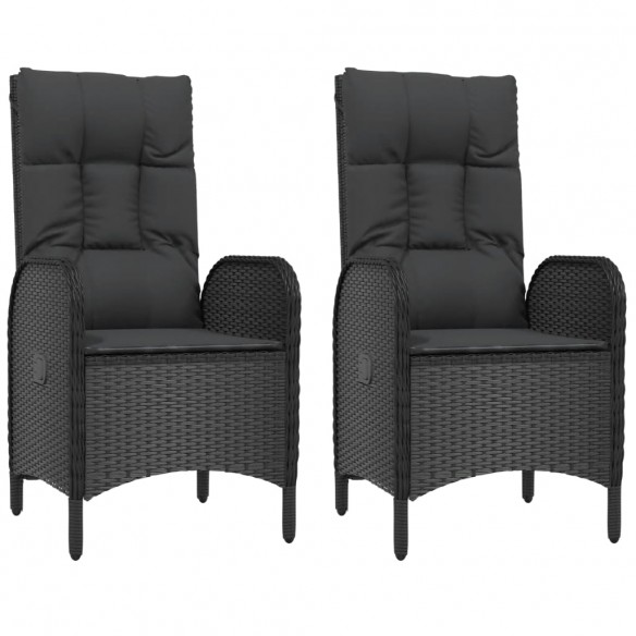 Chaises d'extérieur 2 pcs Résine tressée Noir