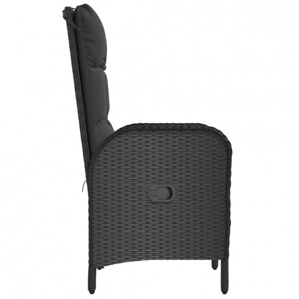 Chaises d'extérieur 2 pcs Résine tressée Noir