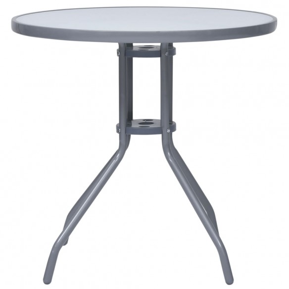 Table de jardin Gris clair 80 cm Acier et verre