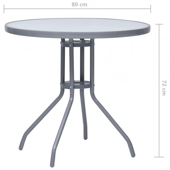 Table de jardin Gris clair 80 cm Acier et verre