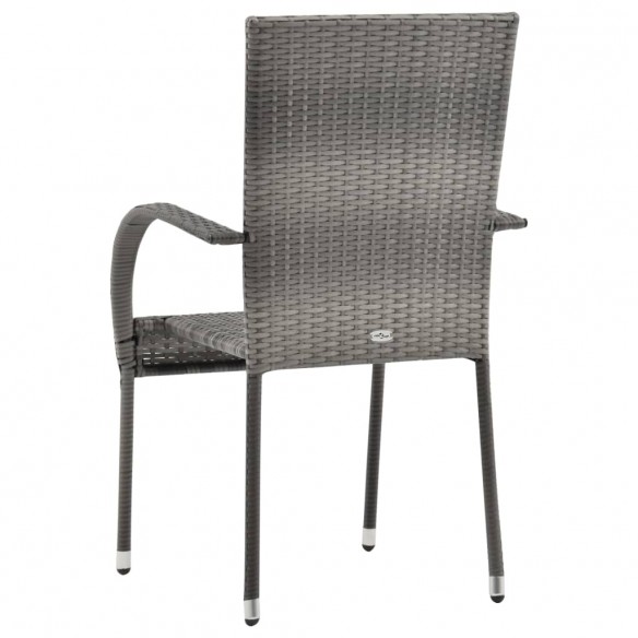 Chaises empilables d'extérieur 4 pcs Gris Résine tressée