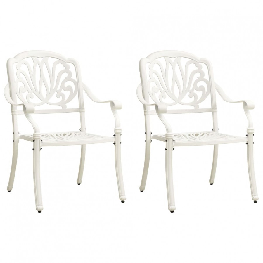 Chaises de jardin 2 pcs Aluminium coulé Blanc