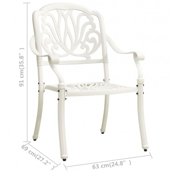 Chaises de jardin 2 pcs Aluminium coulé Blanc