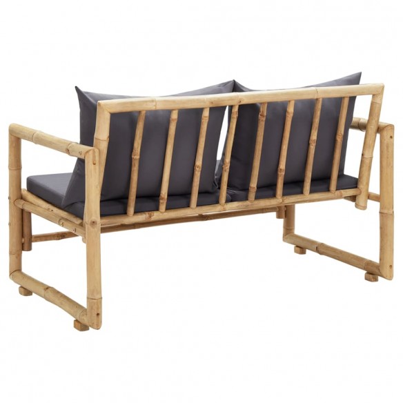 Banc de jardin avec coussins 115 cm Bambou