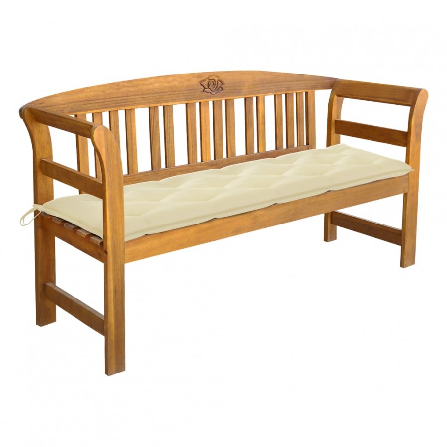 Banc de jardin avec coussin 157 cm Bois d'acacia massif