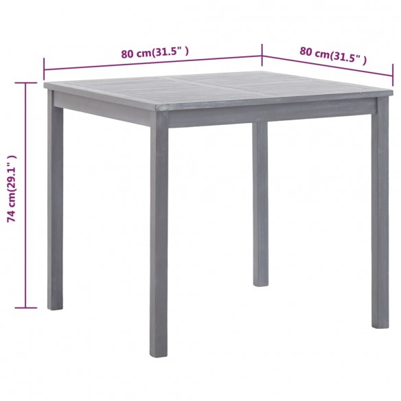 Table de jardin Gris 80x80x74 cm Bois d'acacia massif