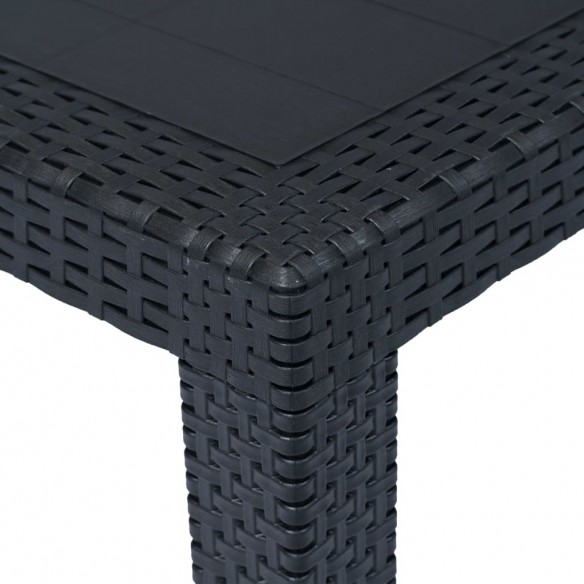 Table de jardin Anthracite 220x90x72 cm Plastique Aspect rotin