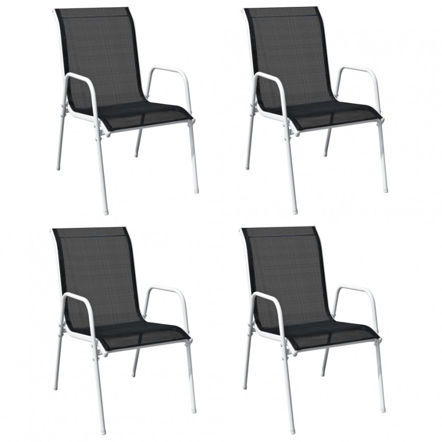 Chaises empilables de jardin 4 pcs Acier et textilène Noir