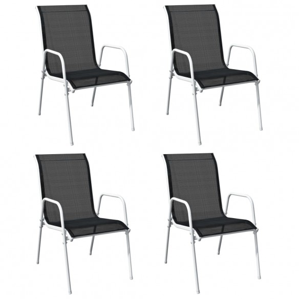 Chaises empilables de jardin 4 pcs Acier et textilène Noir