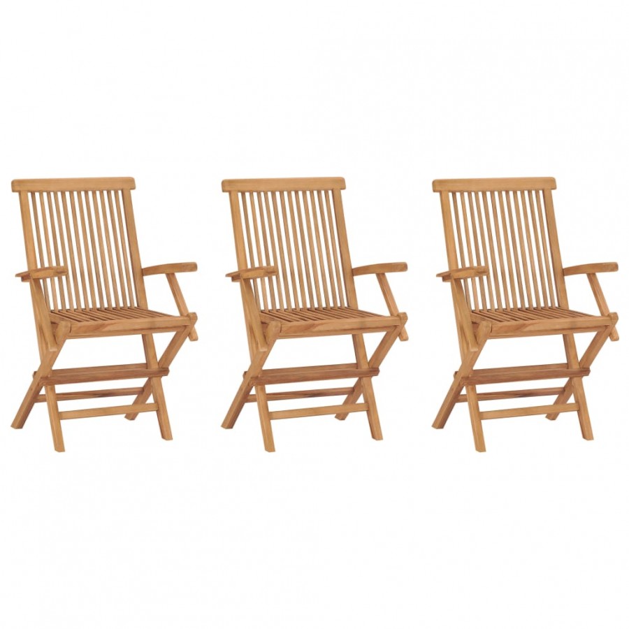 Chaises de jardin pliables 3 pcs Bois de teck massif