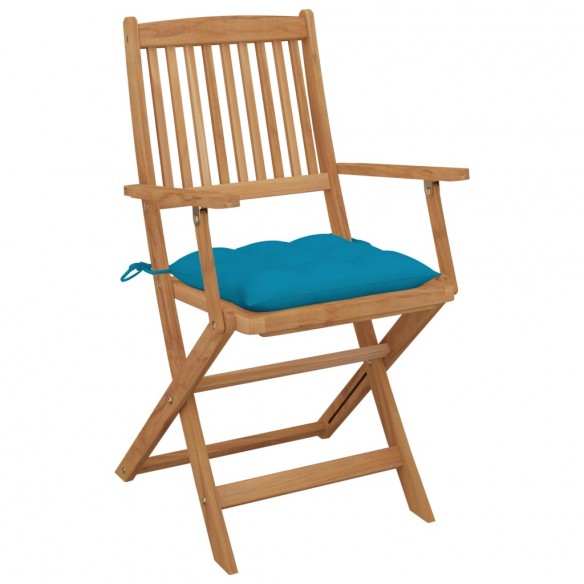 Chaises pliables de jardin 4 pcs avec coussins Bois d'acacia