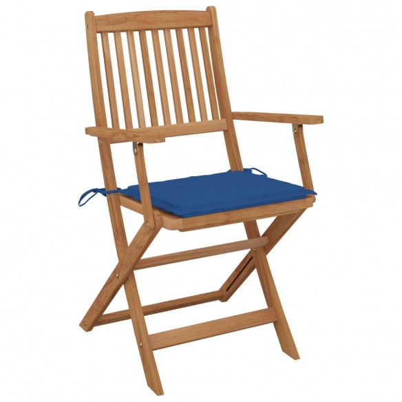 Chaises pliables de jardin 6 pcs avec coussins Bois d'acacia