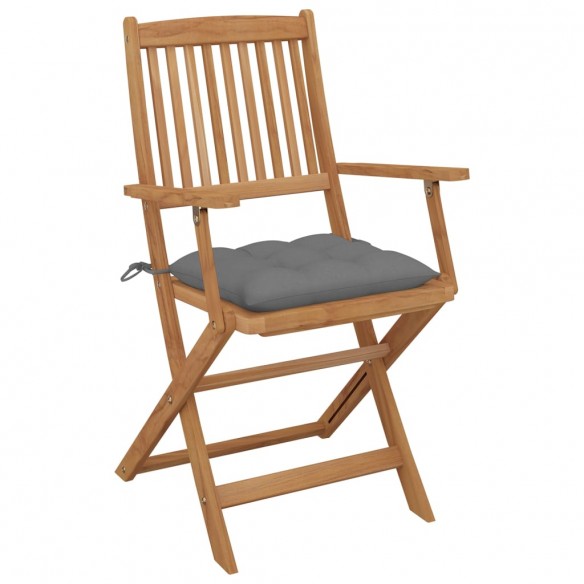 Chaises pliables d'extérieur avec coussins 8 pcs Bois d'acacia