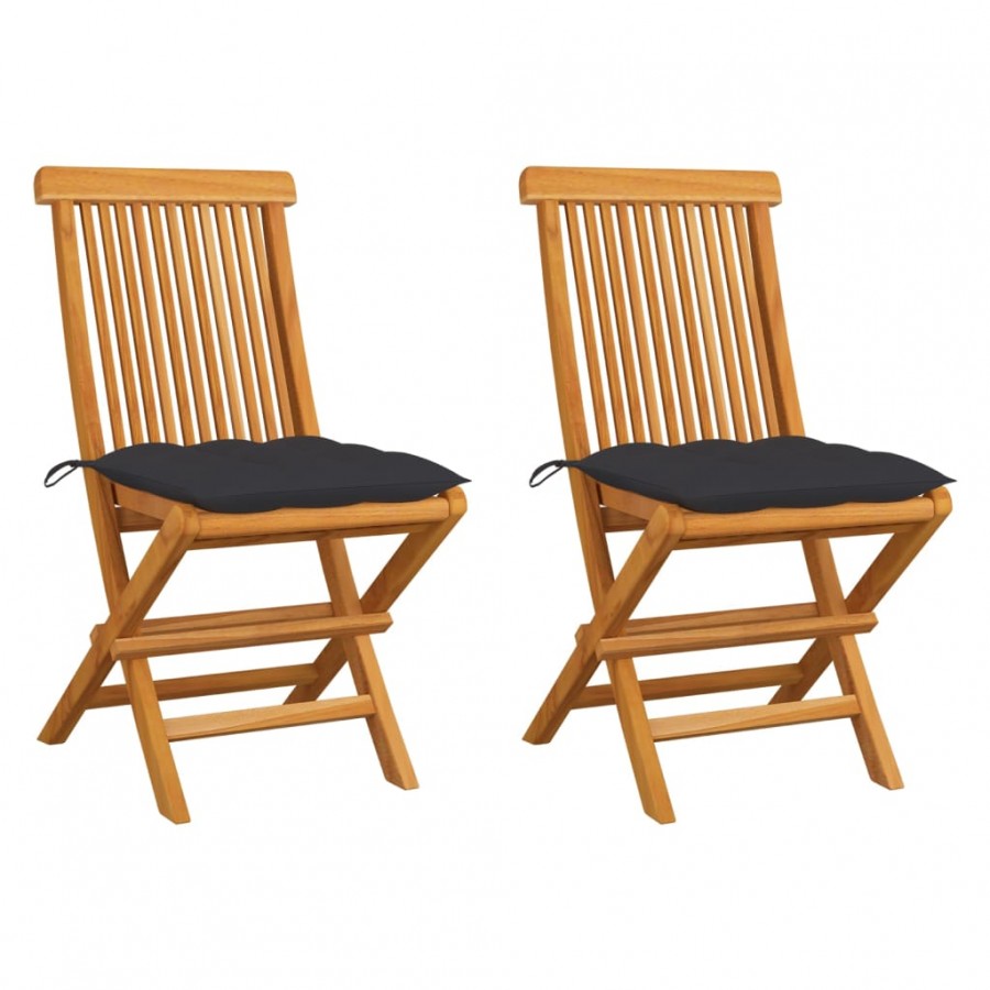 Chaises de jardin avec coussins anthracite 2 pcs Bois de teck