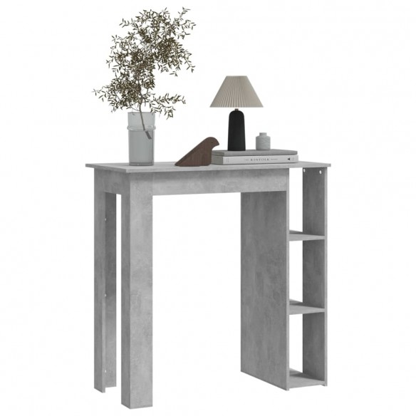 Table de bar avec étagère Gris béton 102x50x103,5 cm Aggloméré