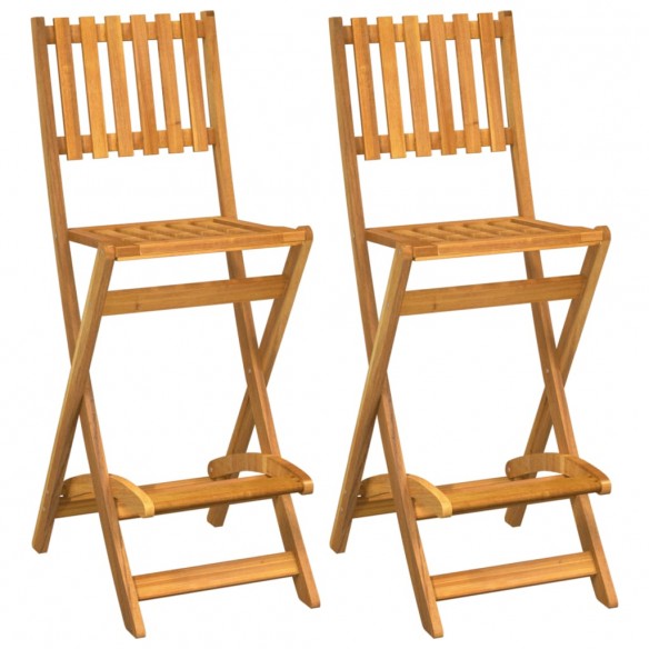 Tabourets de bar d'extérieur pliants 2 pcs Bois massif d'acacia