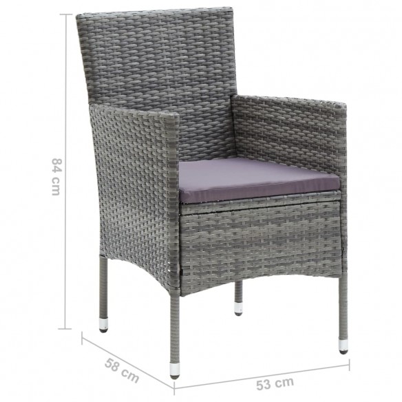 Chaises de salle à manger de jardin 4 pcs Résine tressée Gris