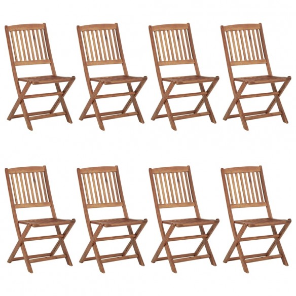 Chaises pliables de jardin 8 pcs avec coussins Bois d'acacia