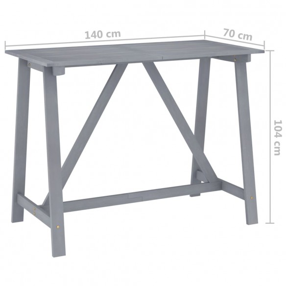 Table de bar de jardin Gris 140x70x104 cm Bois d'acacia massif