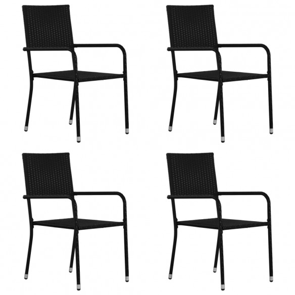 Chaises de salle à manger d'extérieur 4 pcs Résine tressée Noir