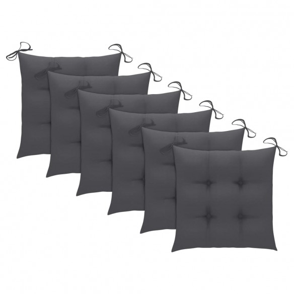 Chaises de jardin avec coussins anthracite 6 pcs Bois de teck