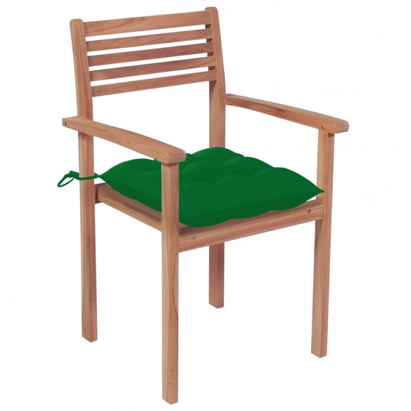 Chaises de jardin empilables avec coussins 8 pcs Teck solide