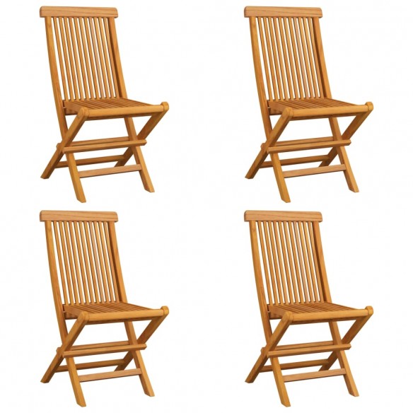 Chaises de jardin avec coussins taupe 4 pcs Bois de teck massif