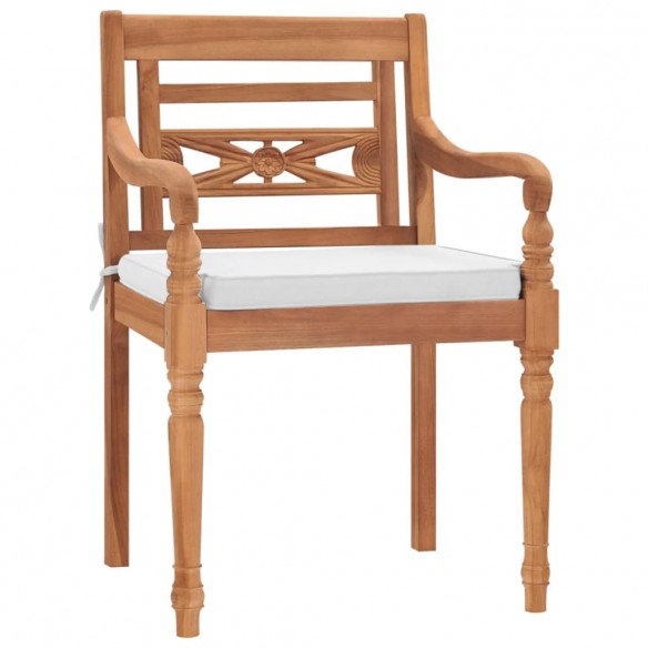 Chaises Batavia 2 pcs avec coussins Bois de teck solide