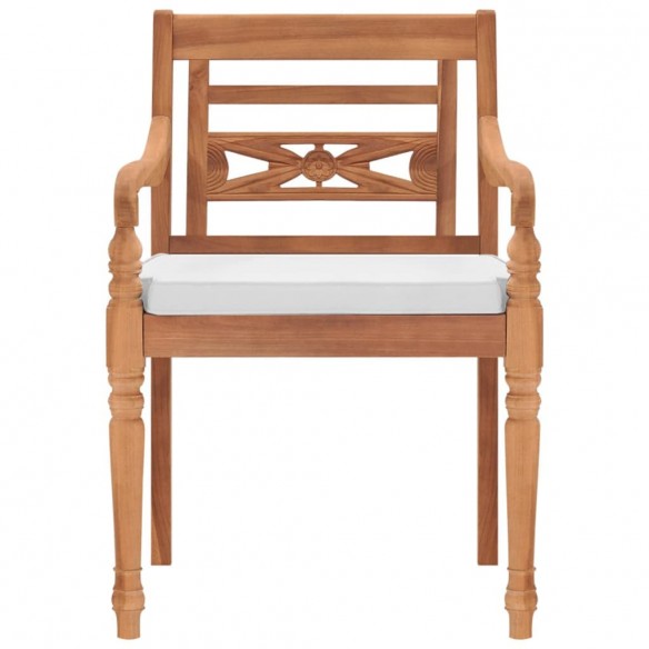 Chaises Batavia 2 pcs avec coussins Bois de teck solide