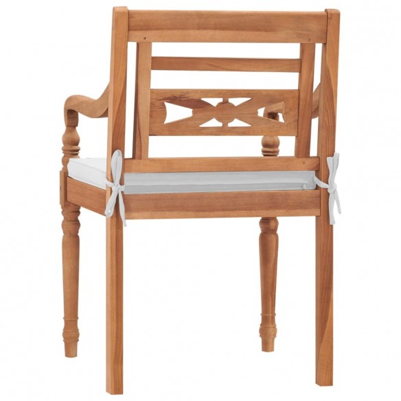 Chaises Batavia 2 pcs avec coussins Bois de teck solide