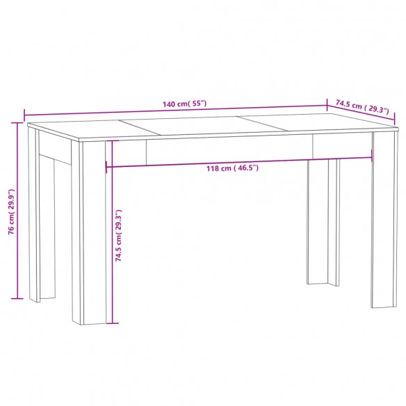 Table à dîner Chêne marron 140x74,5x76 cm Bois d'ingénierie