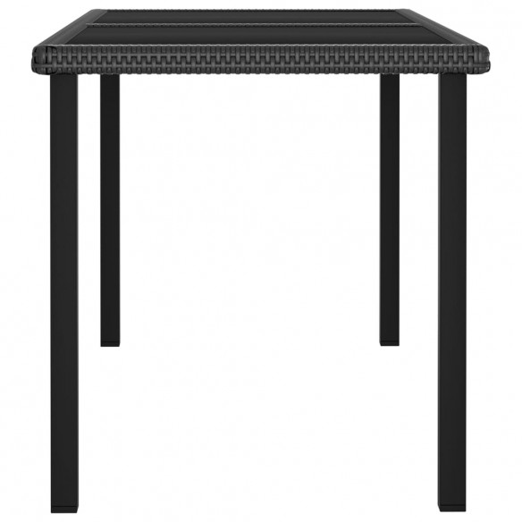 Table à dîner de jardin Noir 140x70x73 cm Résine tressée