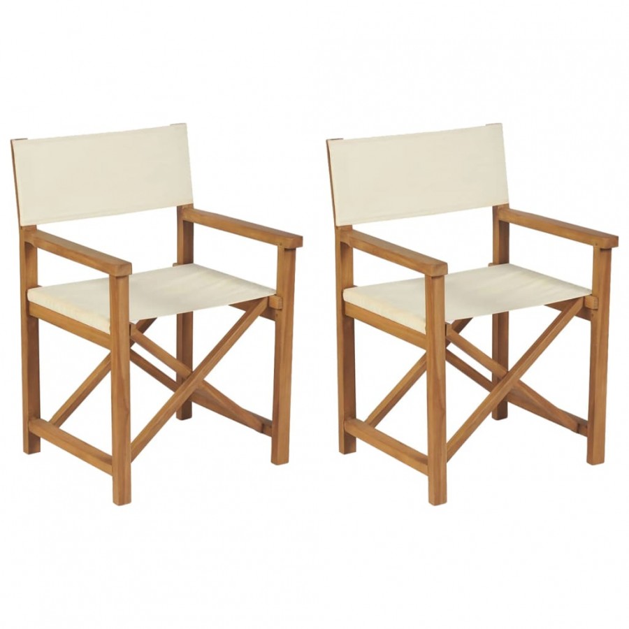 Chaises de metteur en scène pliantes lot de 2 Bois teck massif