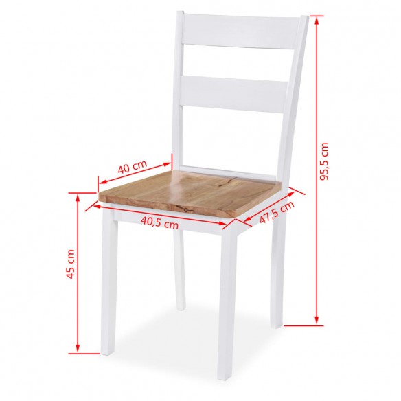 Chaises à manger lot de 6 blanc bois d'hévéa