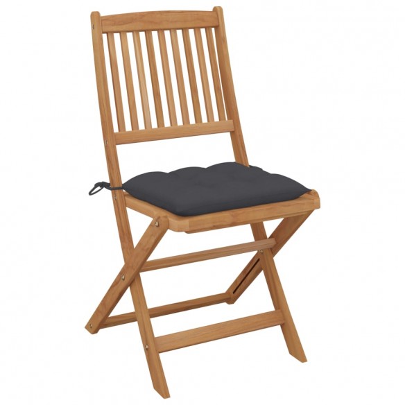 Chaises pliables de jardin 6 pcs avec coussins Bois d'acacia