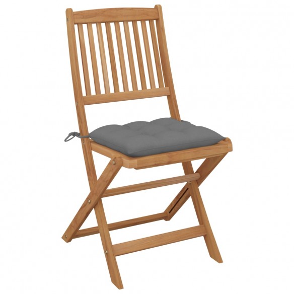 Chaises pliables de jardin 2 pcs avec coussins Bois d'acacia