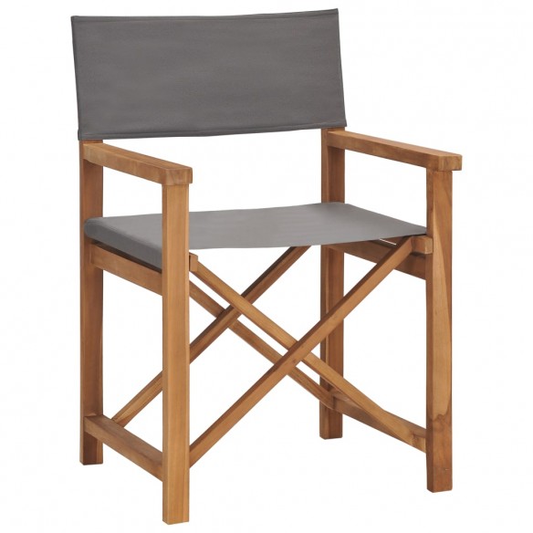 Chaises de metteur en scène lot de 2 Bois de teck massif Gris