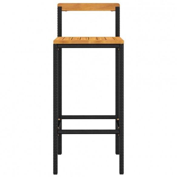 Tabourets de bar 4 pcs noir résine tressée et bois d'acacia