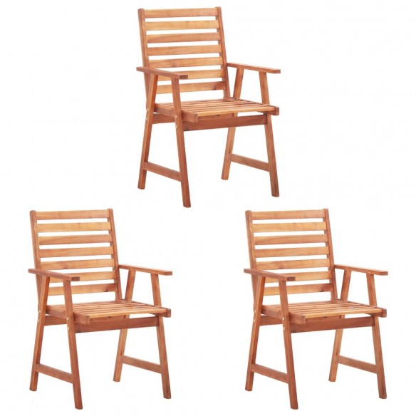 Chaises de salle à manger d'extérieur 3 pcs Acacia massif