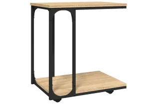 Table d'appoint à roues Chêne sonoma 50x35x55,5 cm 2