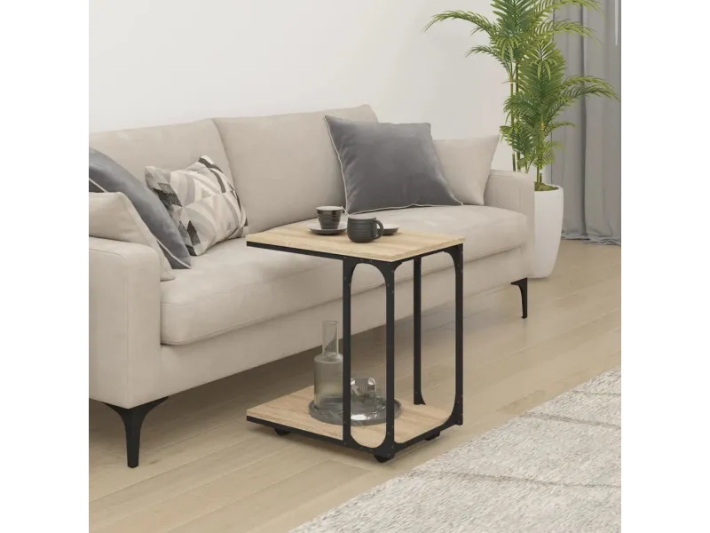Table d'appoint à roues Chêne sonoma 50x35x55,5 cm