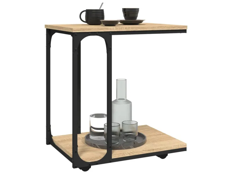Table d'appoint à roues Chêne sonoma 50x35x55,5 cm
