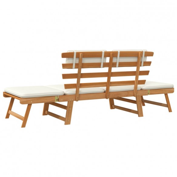 Banc de jardin avec coussins 2-en-1 190 cm Bois d'acacia massif