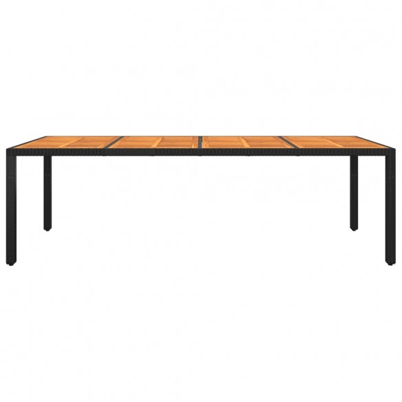 Table de jardin 250x100x75 cm Acacia et résine tressée Noir