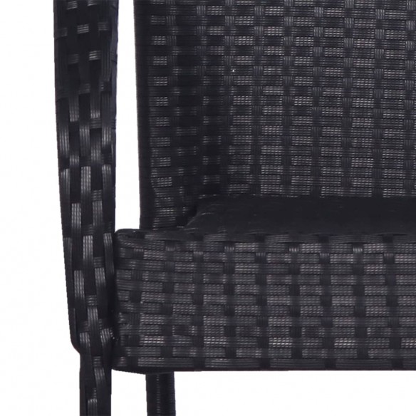 Chaises empilables d'extérieur 6 pcs Résine tressée Noir