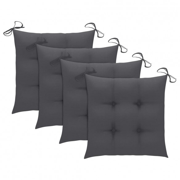 Chaises de jardin avec coussins anthracite 4 pcs Bois de teck