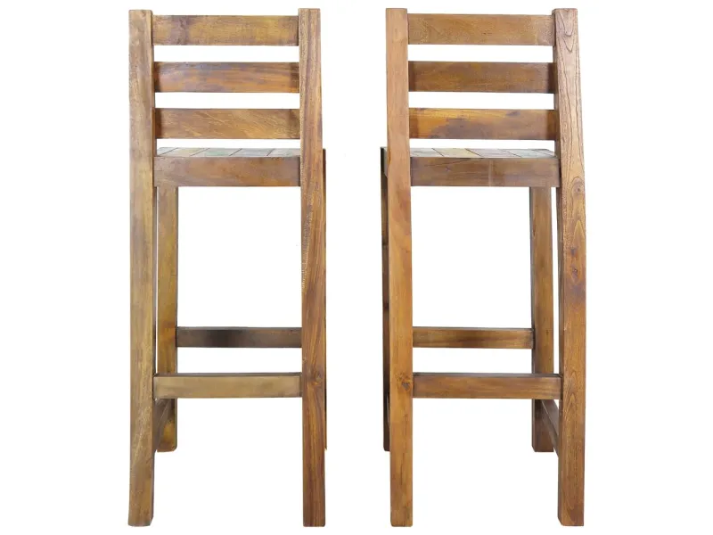 Tabourets de bar lot de 2 bois massif de récupération