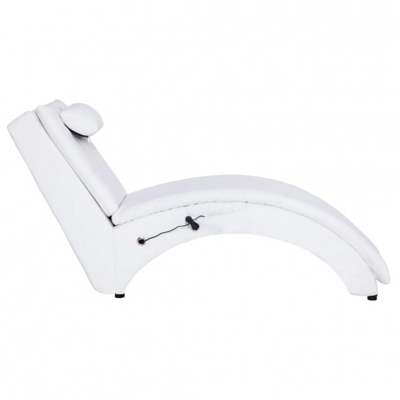 Chaise longue de massage avec oreiller Blanc Similicuir