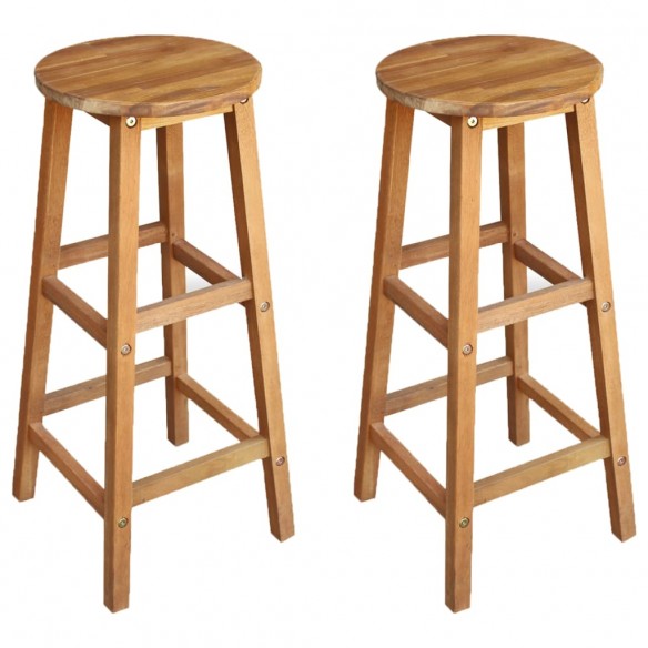 Tabourets de bar lot de 2 bois d'acacia massif